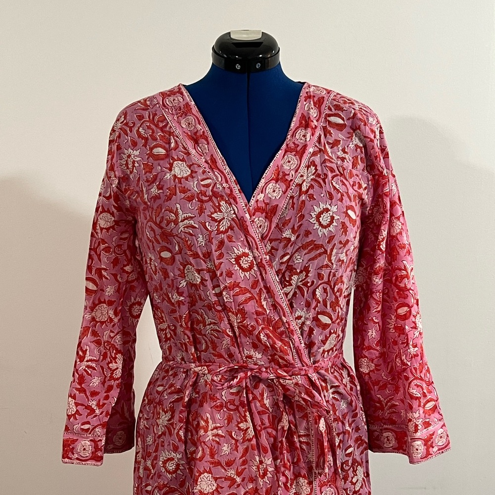 Organic Cotton Block Print Ethically Made Cottagecore Robe